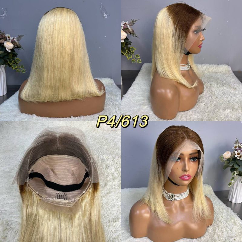 13x4 Straight Hair Colored BOB Lace Front Wig - 图片 9